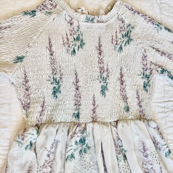 JessaKae White Floral Smocked Eyelet Midi Dress - Picture 4 of 13